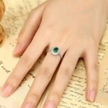 1.80Ct Green Oval Cut Double Halo Engagement Ring | Bold Wedding Statement Ring for Women