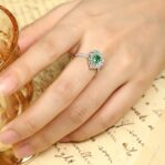 1.50Ct Green Pear Cut Halo Engagement Ring | Elegant Proposal Jewelry For Her | Designer Thank You Gift Ring