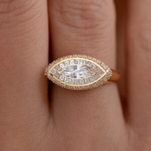 1.50Ct White Marquise Cut Bezel Set Anniversary Gift Ring for Wife | Elegant Designer Jewelry for Women