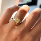 2.70CT Canary Yellow Cushion Cut Three Stone Engagement Ring | Elegant Double Claw Prong Ring for Women