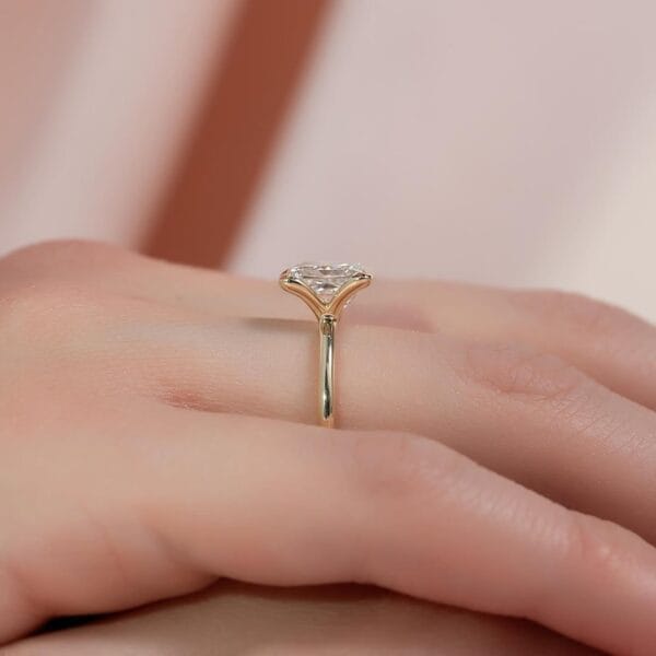 1.50Ct Princess Cut Half Bezel Engagement Ring | Modern Promise Ring for Women | Elegant Jewelry Gift
