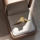 2.70CT Canary Yellow Cushion Cut Three Stone Engagement Ring | Elegant Double Claw Prong Ring for Women