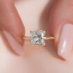 1.50Ct Princess Cut Half Bezel Engagement Ring | Modern Promise Ring for Women | Elegant Jewelry Gift