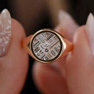3 TCW White Baguette Cut Cluster Ring – Signet Shank Party Wear Gift for Women