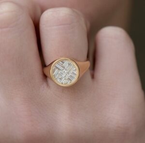 3 TCW White Baguette Cut Cluster Ring – Signet Shank Party Wear Gift for Women