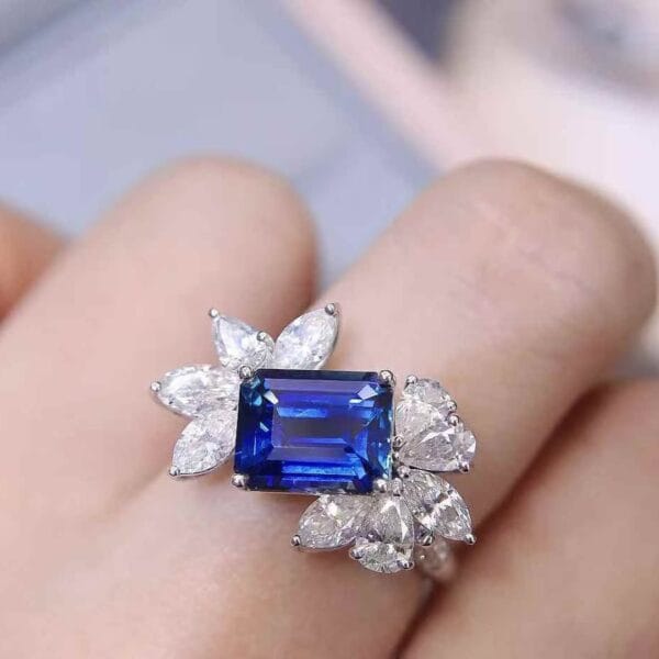 2.80CT Blue Emerald Cut Solitaire Wedding Ring for Women | Elegant Bridal And Party Jewelry