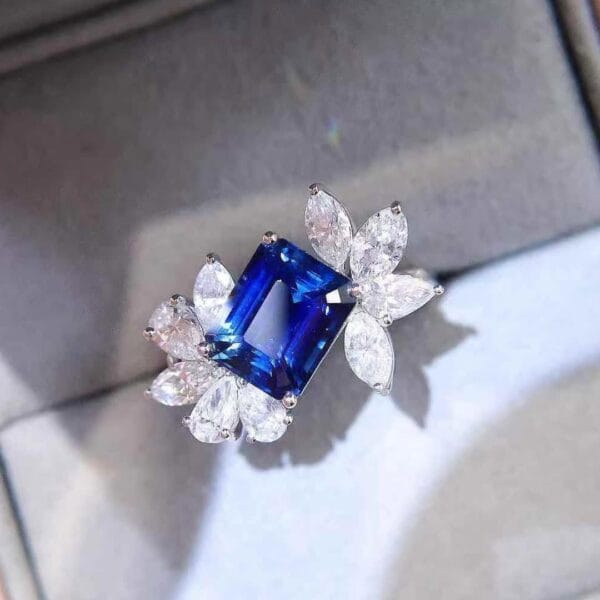 2.80CT Blue Emerald Cut Solitaire Wedding Ring for Women | Elegant Bridal And Party Jewelry