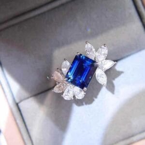 2.80CT Blue Emerald Cut Solitaire Wedding Ring for Women | Elegant Bridal And Party Jewelry