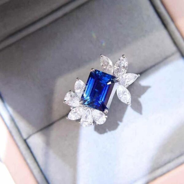 2.80CT Blue Emerald Cut Solitaire Wedding Ring for Women | Elegant Bridal And Party Jewelry