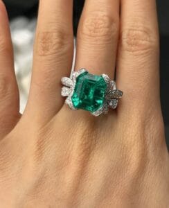 2.50Ct Green Emerald Cut Bow Style Solitaire Ring | Elegant Party Wear Jewelry & Surprise Gift For Women