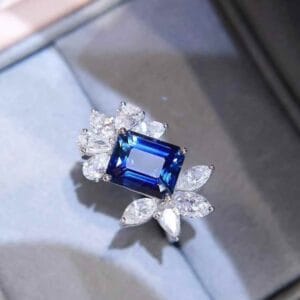 2.80CT Blue Emerald Cut Solitaire Wedding Ring for Women | Elegant Bridal And Party Jewelry