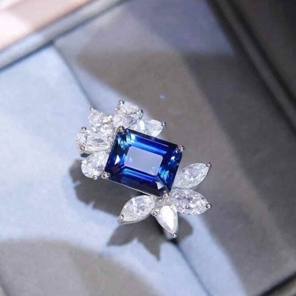 2.80CT Blue Emerald Cut Solitaire Wedding Ring for Women | Elegant Bridal And Party Jewelry
