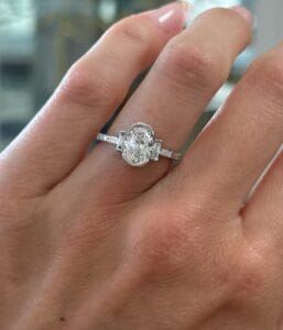 1.60Ct White Oval Cut Half Bezel Engagement Promise Ring | Elegant Statement Jewelry for Women