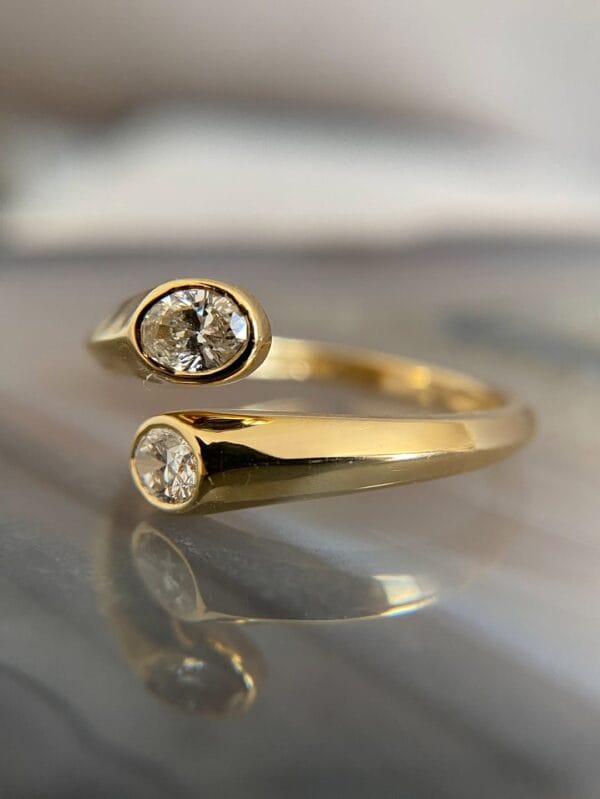 1.20TCW White Oval Cut Bezel Set Anniversary Gift Ring for Wife | Elegant Bypass Shank Ring for Women