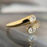 1.20TCW White Oval Cut Bezel Set Anniversary Gift Ring for Wife | Elegant Bypass Shank Ring for Women