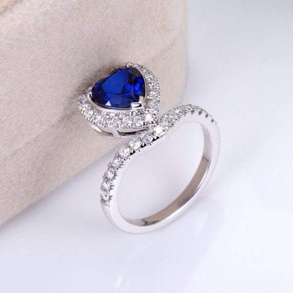 1.50Ct Blue Heart Cut Halo Engagement Ring | Romantic Proposal & Thank You Gift For Wife