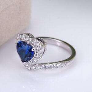 1.50Ct Blue Heart Cut Halo Engagement Ring | Romantic Proposal & Thank You Gift For Wife