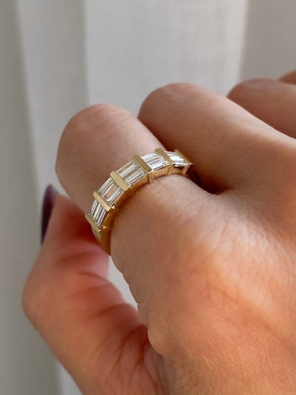 3.50TCW White Baguette Cut Bar Set Ring | Wedding And Thank You Gift Jewelry for Women
