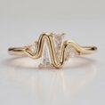 1.50Ct White Trillion Cut Solitaire Engagement Ring | Wave Design Wedding Gift Ring For Her | Modern Statement Jewelry