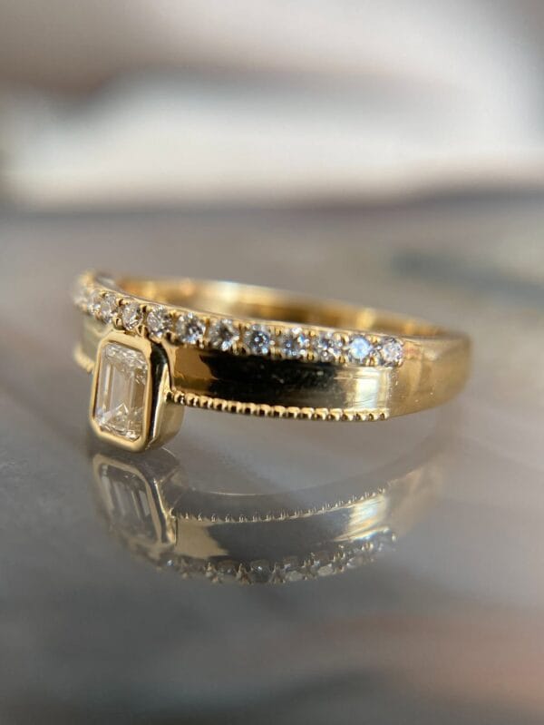 1.20CT White Emerald Cut Bezel Set Birthday Gift Ring for Mother | Elegant Women’s Ring