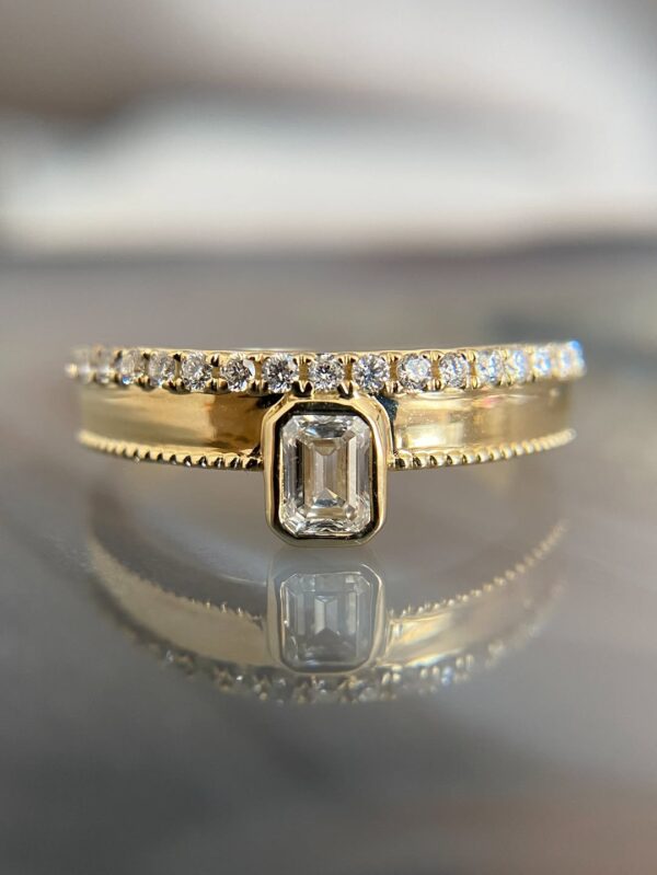 1.20CT White Emerald Cut Bezel Set Birthday Gift Ring for Mother | Elegant Women’s Ring