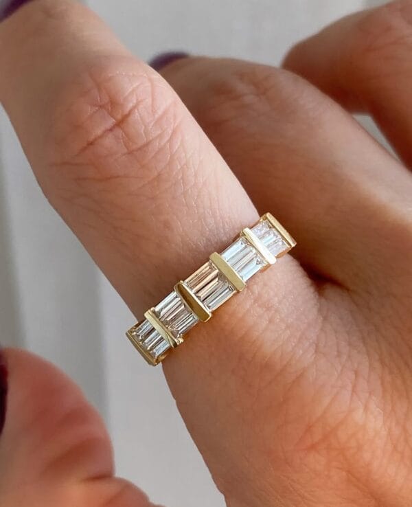 3.5TCW White Baguette Cut Bar Set Ring | Wedding And Thank You Gift Jewelry for Women
