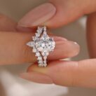 2.10Ct Oval Cut Solitaire Engagement Ring Set | Elegant White Bridal Jewelry Gift for Wife