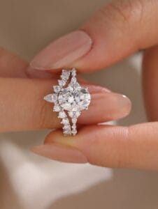 2.10Ct Oval Cut Solitaire Engagement Ring Set | Elegant White Bridal Jewelry Gift for Wife