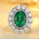 4.30Ct Green Oval Cut Halo Engagement Wedding Ring For Bride | Luxury Anniversary & Party Jewelry For Women