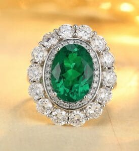 4.30Ct Green Oval Cut Halo Engagement Wedding Ring For Bride | Luxury Anniversary & Party Jewelry For Women