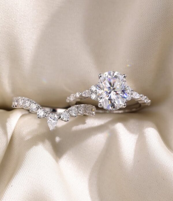 2.10Ct Oval Cut Solitaire Engagement Ring Set | Elegant White Bridal Jewelry Gift for Wife