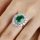 4.30Ct Green Oval Cut Halo Engagement Wedding Ring For Bride | Luxury Anniversary & Party Jewelry For Women