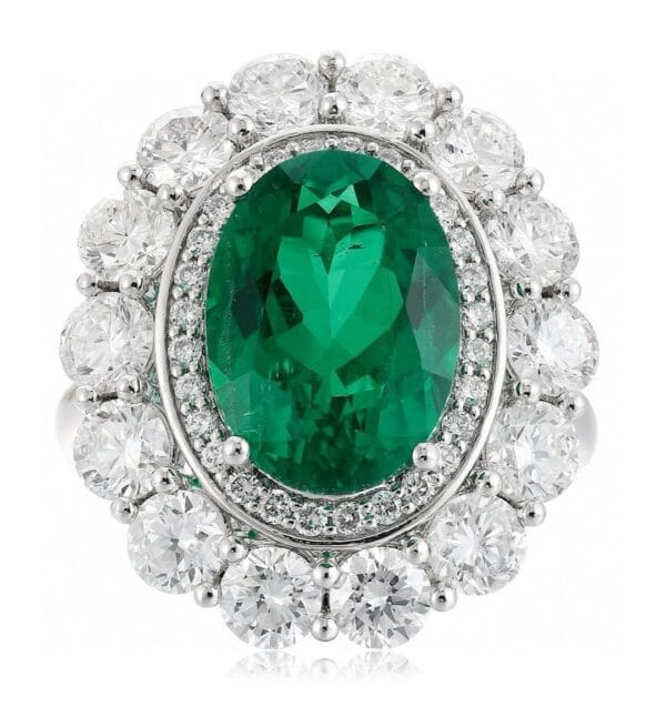 4.30Ct Green Oval Cut Halo Engagement Wedding Ring For Bride | Luxury Anniversary & Party Jewelry For Women