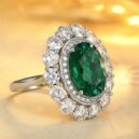 4.30Ct Green Oval Cut Halo Engagement Wedding Ring For Bride | Luxury Anniversary & Party Jewelry For Women