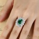 4.30Ct Green Oval Cut Halo Engagement Wedding Ring For Bride | Luxury Anniversary & Party Jewelry For Women