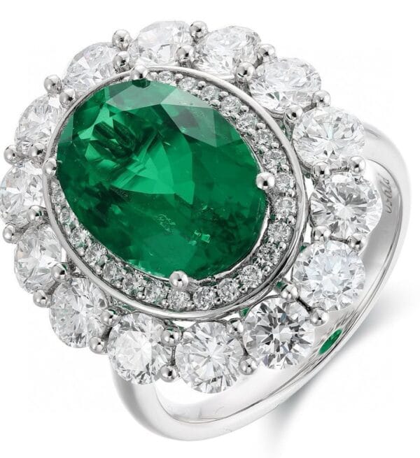 4.30Ct Green Oval Cut Halo Engagement Wedding Ring For Bride | Luxury Anniversary & Party Jewelry For Women
