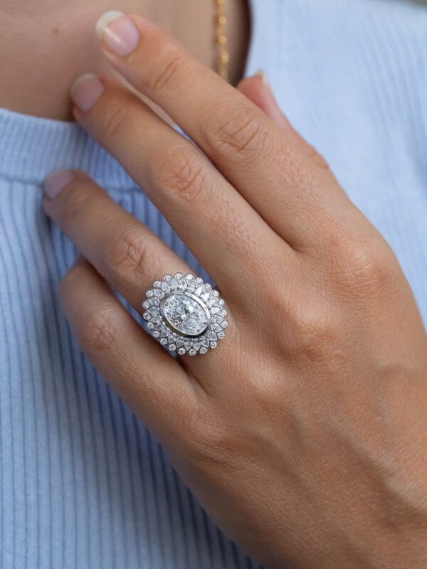 3Ct White Oval Cut Bezel Wedding Ring | Celebrity Style Bridal Jewelry for Women