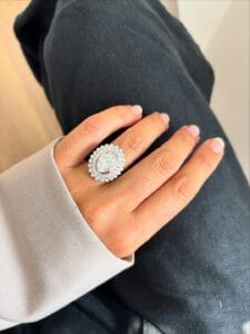 3Ct White Oval Cut Bezel Wedding Ring | Celebrity Style Bridal Jewelry for Women