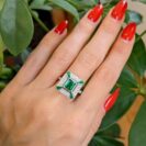 1.70Ct Green Emerald Cut Bezel Set Bridesmaid Wedding Ring | Elegant Special Occasion Jewelry for Women