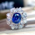 3.50CT Cushion Cut Blue Solitaire Ring with Cluster | Elegant Special Occasion Jewelry for Women