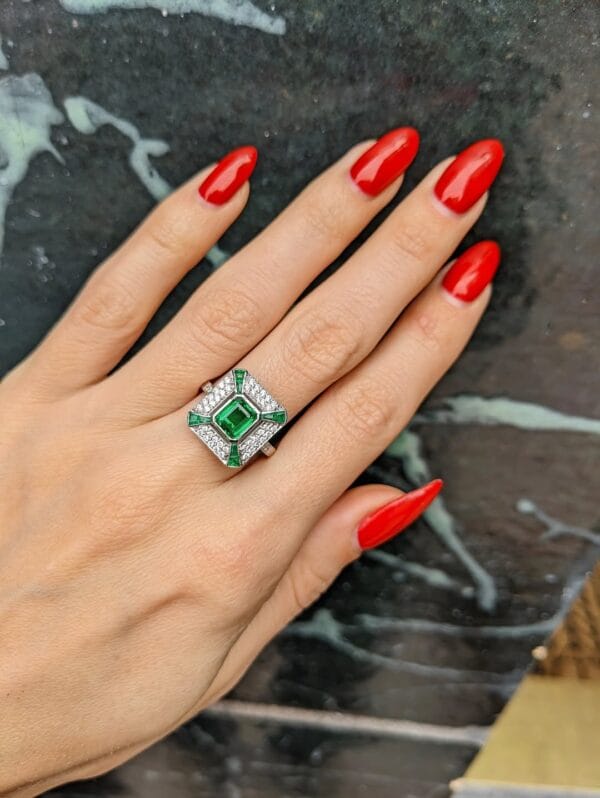 1.70Ct Green Emerald Cut Bezel Set Bridesmaid Wedding Ring | Elegant Special Occasion Jewelry for Women