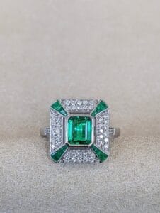 1.70Ct Green Emerald Cut Bezel Set Bridesmaid Wedding Ring | Elegant Special Occasion Jewelry for Women