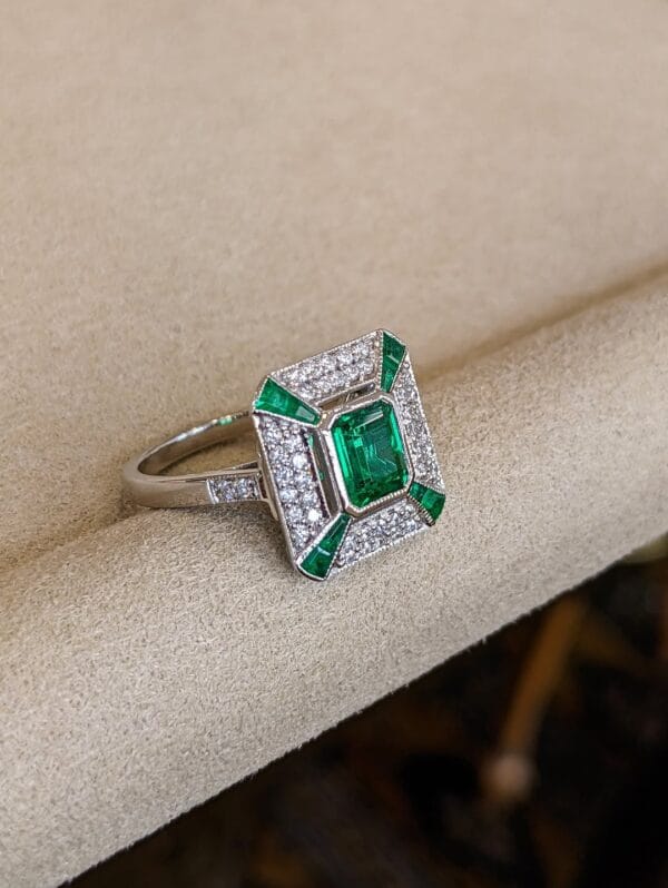 1.70Ct Green Emerald Cut Bezel Set Bridesmaid Wedding Ring | Elegant Special Occasion Jewelry for Women