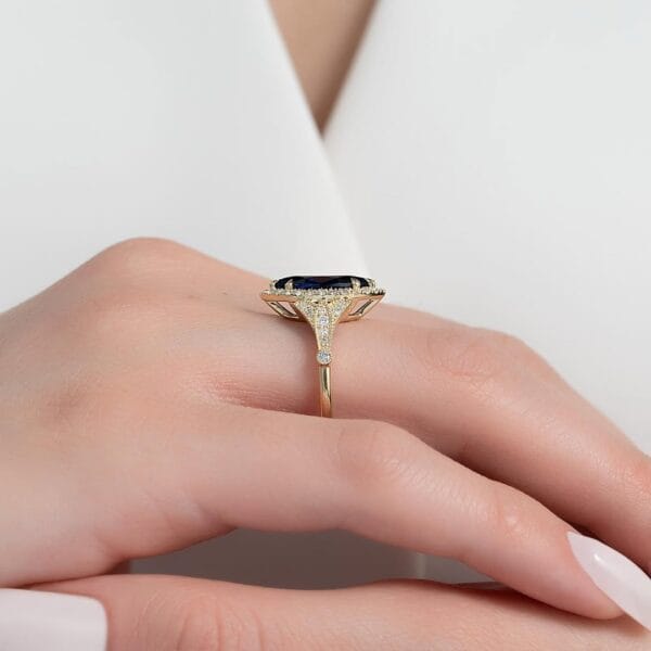 1.80CT Blue Marquise Cut Halo Anniversary Ring for Wife | Timeless Elegant Jewelry for Her
