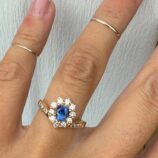 1.50Ct Blue Pear Cut Halo Engagement Ring for Her | Elegant Promise Ring for Fiancée