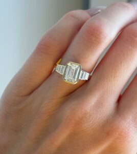 Elegant 1.50Ct White Emerald Cut Bezel Set Promise Ring | Timeless Gift Ring for Women