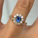 1.50Ct Blue Pear Cut Halo Engagement Ring for Her | Elegant Promise Ring for Fiancée