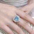 2.20Ct Aquamarine Heart Cut Double Halo Ring | Romantic Anniversary Gift Jewelry For Wife | Bridesmaid Wedding Ring