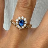 1.50Ct Blue Pear Cut Halo Engagement Ring for Her | Elegant Promise Ring for Fiancée