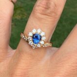 1.50Ct Blue Pear Cut Halo Engagement Ring for Her | Elegant Promise Ring for Fiancée